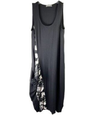 ALEMBIKA Womans 2 PINAFORE DRAPED DRESS  us 6-8 black lagonlook boho art to wear